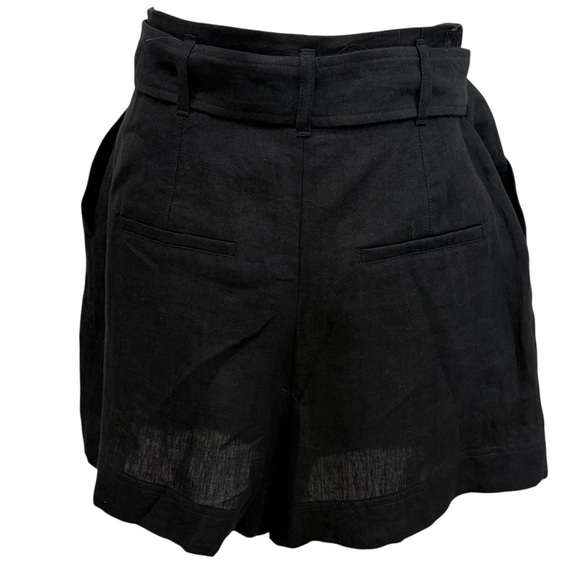 MARELLA by Max Mara Panama Linen Pleated High Waist Belted Shorts Black NWT $225 - Picture 13 of 16